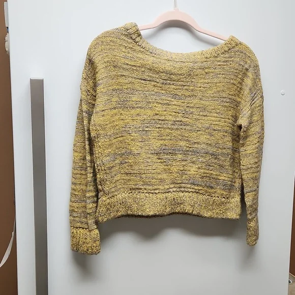 EUC Free People Size XS Gold Yellow and Grey Cropped Sweater - Picture 7 of 8